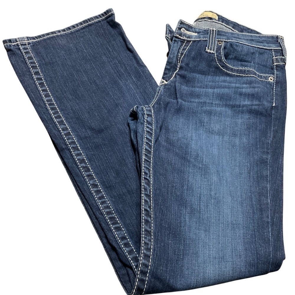 Big Star Remy Jeans Womens 31 Bootcut Thick Stitch Dark Wash Low Rise Denim Blue